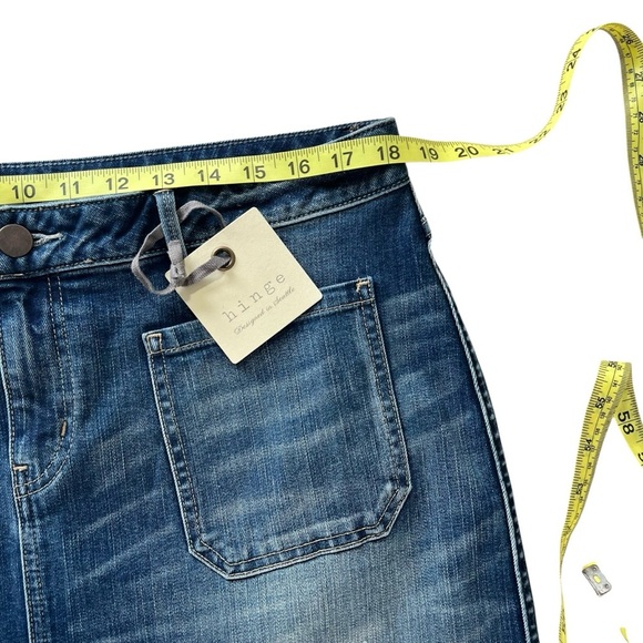 Hinge Denim Skirt XL Front Pockets Knee Length Blue Jean Casual Boho Chic NWT - Picture 3 of 12